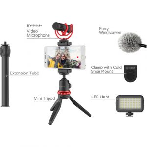 BOYA BY-VG350 Smartphone Vlogger Kit Plus with BY-MM1+ Mic, LED Light, and Accessories - Image 3